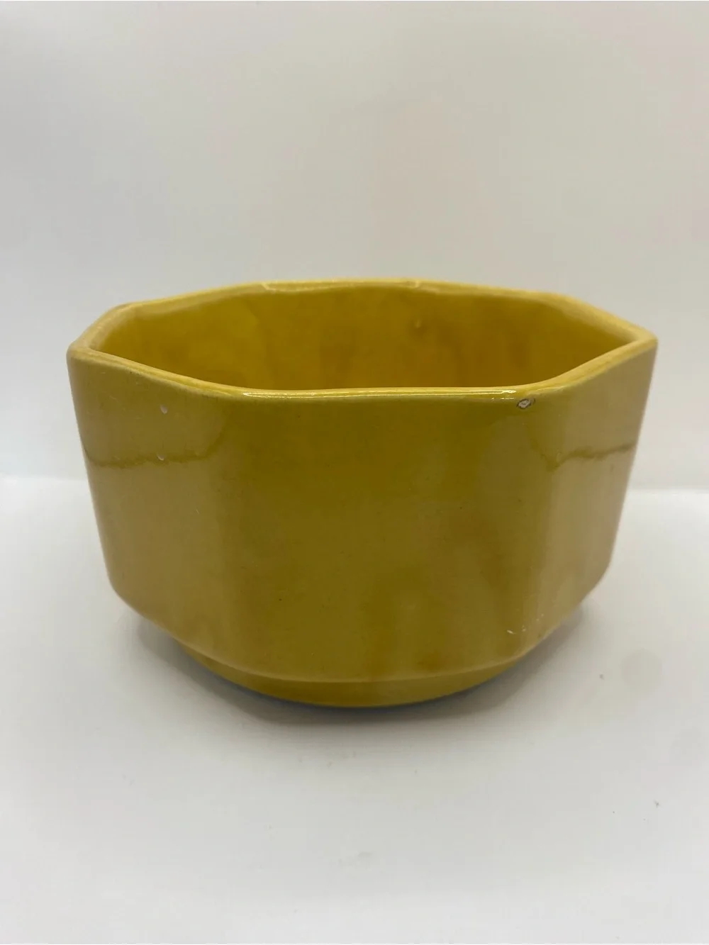 Vintage Cookson Pottery Mustard Yellow Octagonal Planter 6” Diameter  Model 8106